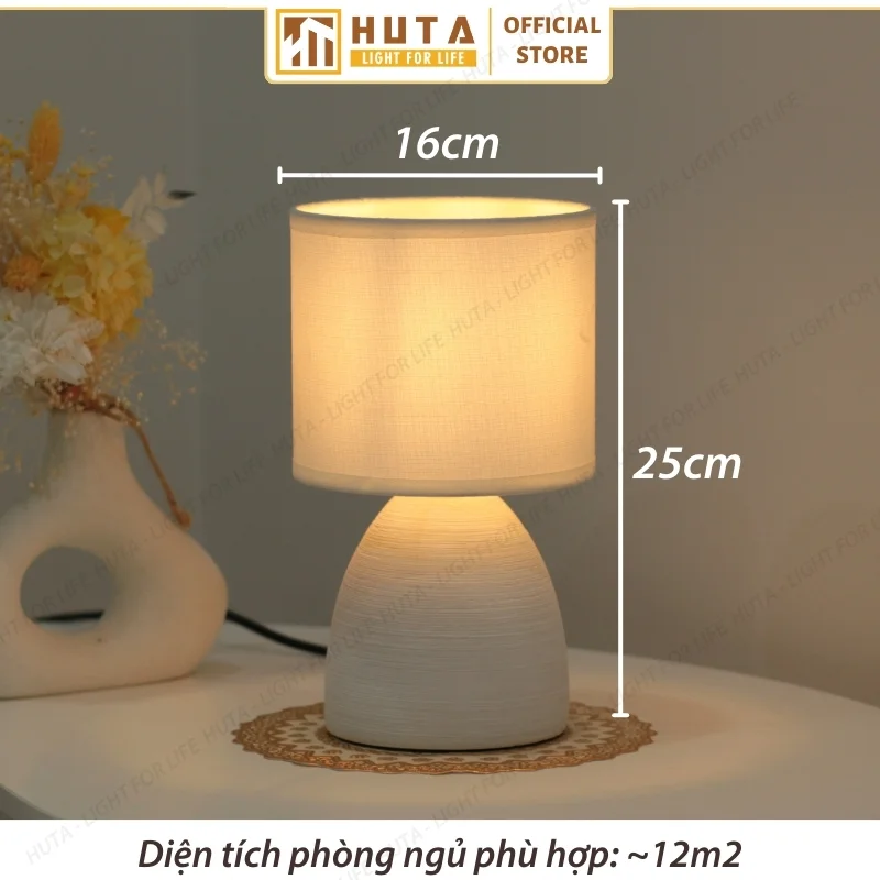 Đèn Ngủ Để Bàn Decor Khách Sạn HUTA Light For Life Phong Cách Tối Giản Thân Gốm Sứ Mã S2