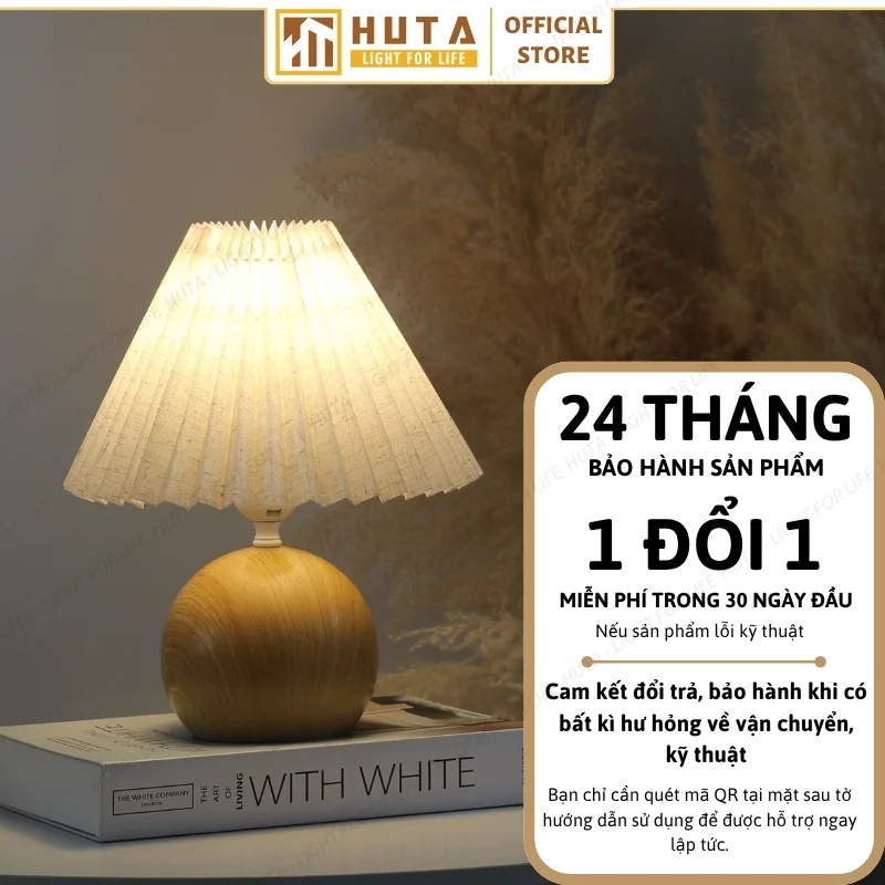 Đèn Ngủ Để Bàn Decor Khách Sạn, Tab Đầu Giường HUTA Light For Life Thân Kim Loại Mã T8