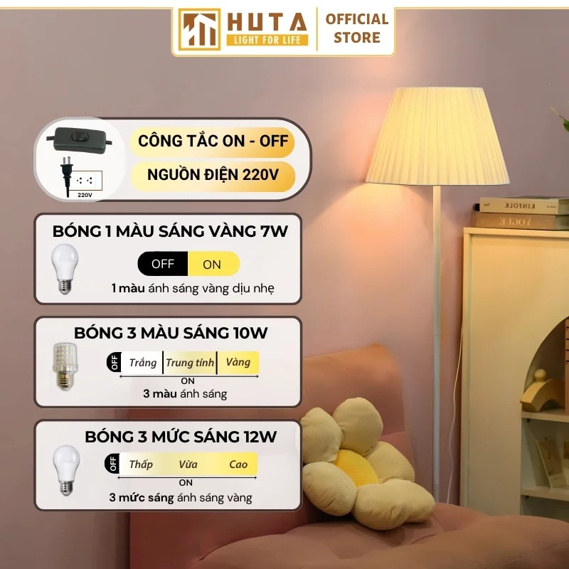 Đèn cây đứng HUTA Light For Life thân kim loại dáng thẳng mã KT1