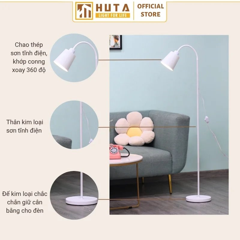 Đèn cây đứng HUTA Light For Life thân kim loại khớp xoay 360 độ mã KT5